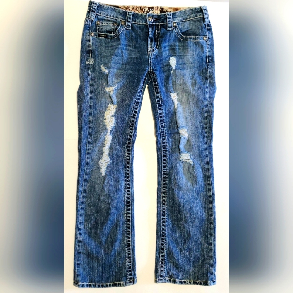 Womens Jeans Denim Pants Distressed Size 6 Straight Bootcut Low Rise Cowboy
